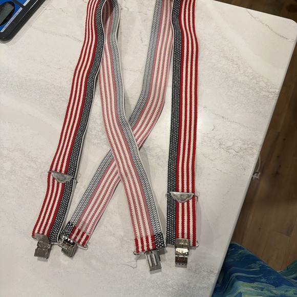 Style 5 Other - Men's Vintage Suspenders Red White Blue American Flag Style EXCELLENT!